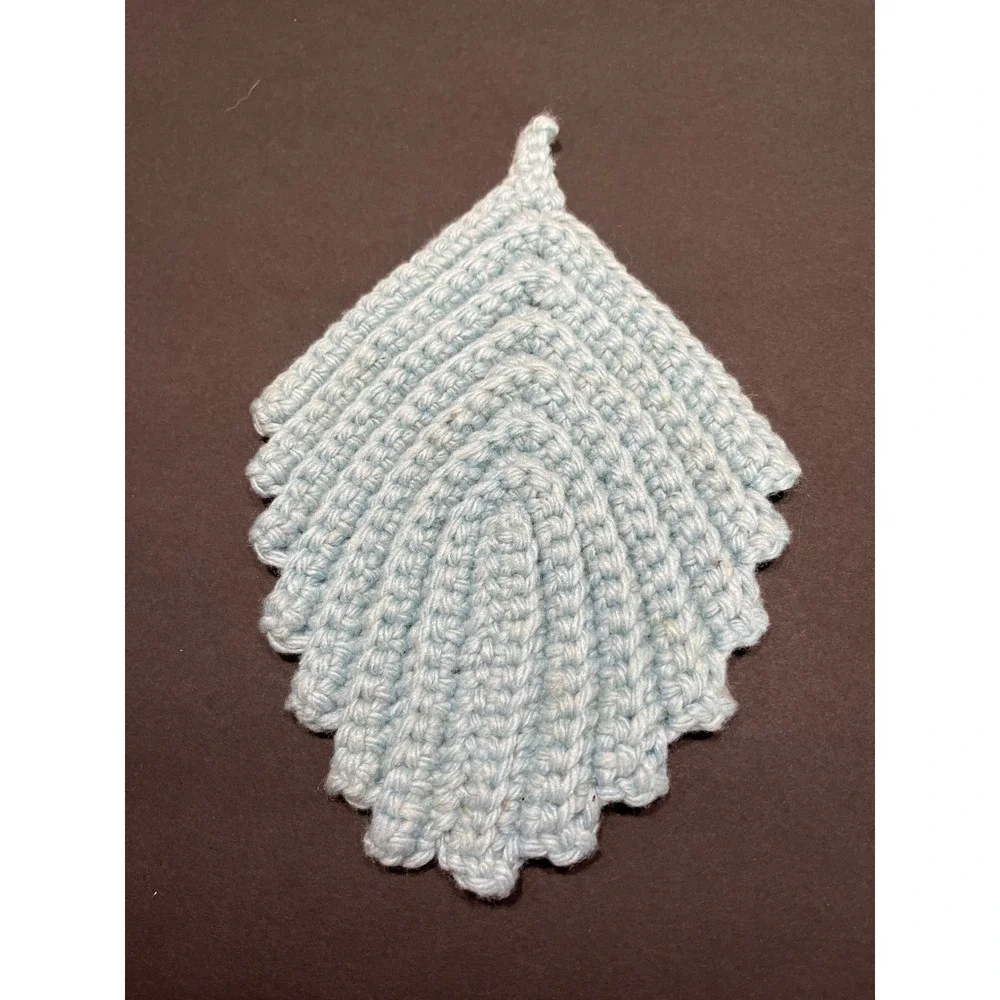 Handmade Crochet Knit Potholder Trivet Set Blue Leaf Red Hexagon Peach Square